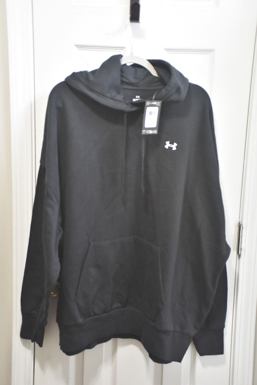 NWT Under Armour Rival Fleece Womens Oversized Hoodie Black 1X LSC439